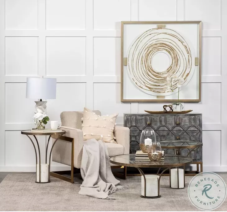 Jacinta Glass And Gold Metal Side Table