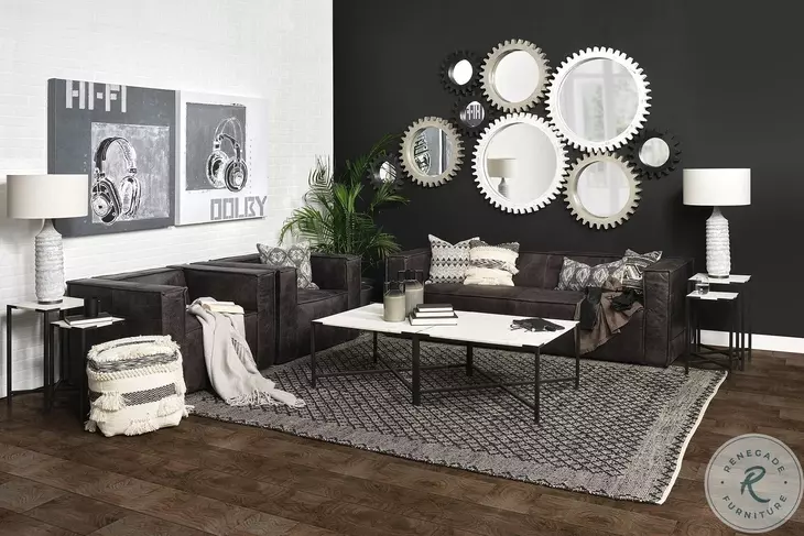 Stinson Black Leather Sofa