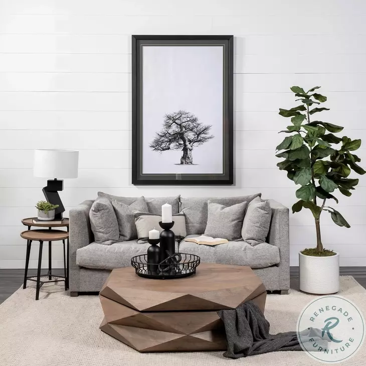 Helios Brown Solid Wood And Black Metal Nesting Side Table Set Of 2