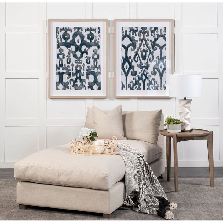 Valence Beige Performance Fabric Square Ottoman