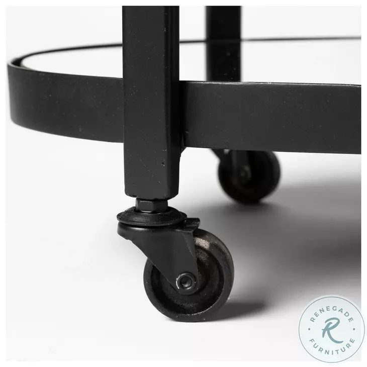 Eleonore Black Metal 2 Tier Glass Shelves Bar Cart