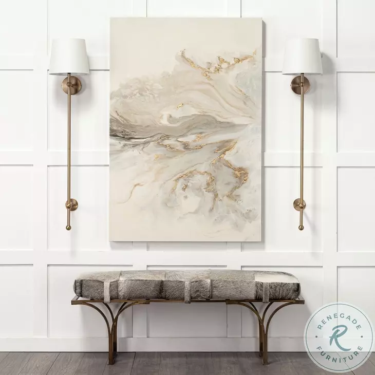 Jessie Gray Hair On Hide And Gold Metal Bench