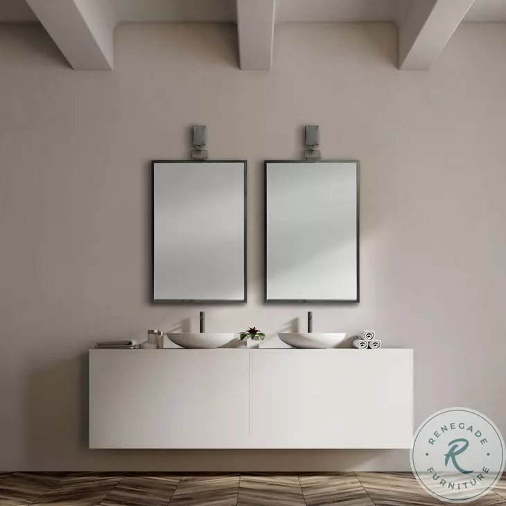 Grimm Gray Rectangular Mirror with Decorative Hook
