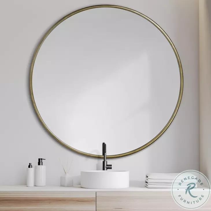 Piper Gold Large Round Wall Mirror