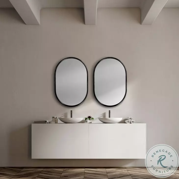 Sylvia Black Oval Mirror