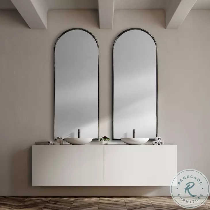Agatha Black Metal Frame Full Length Rounded Arch Mirror