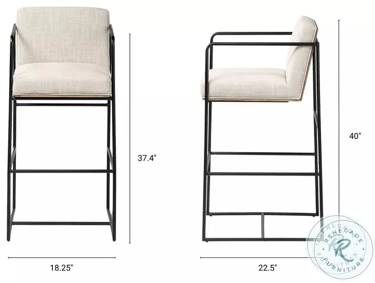 Stamford Light Beige Fabric Bar Stool