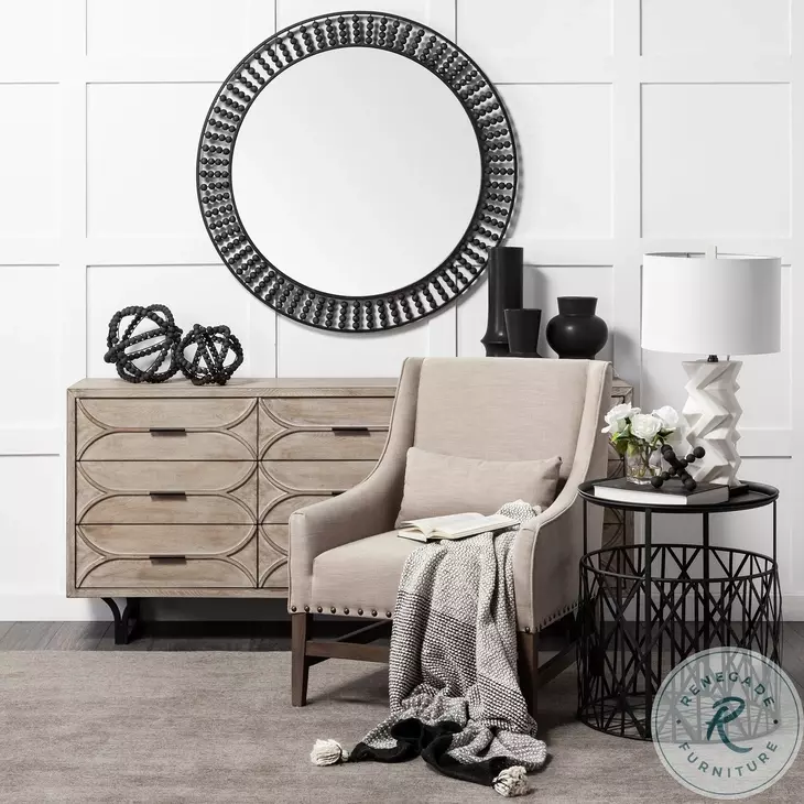 Claiborne Black Metal 42" Round Mirror