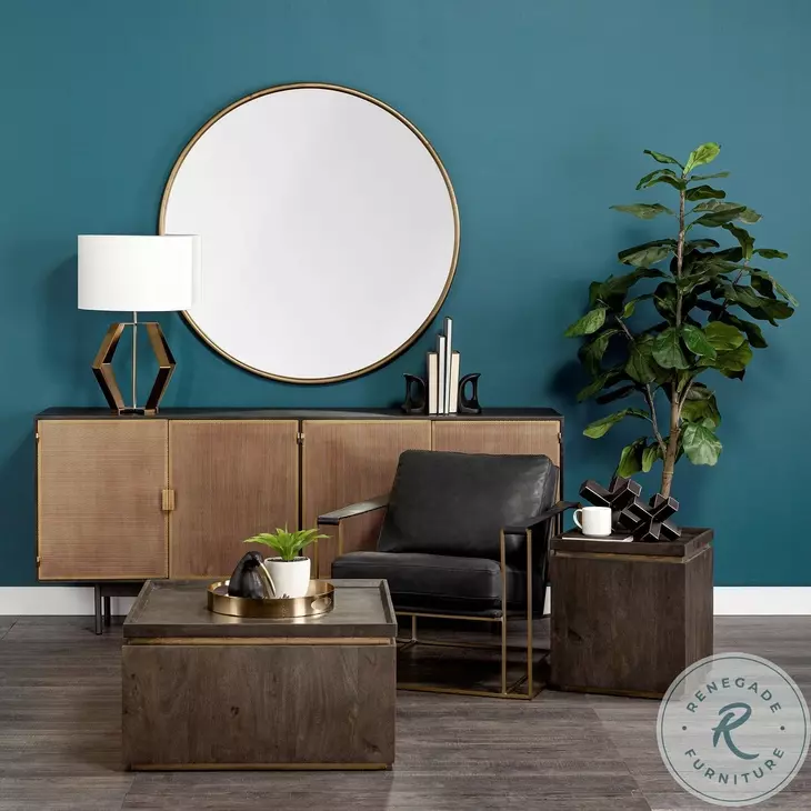 Piper Gold Large Round Wall Mirror