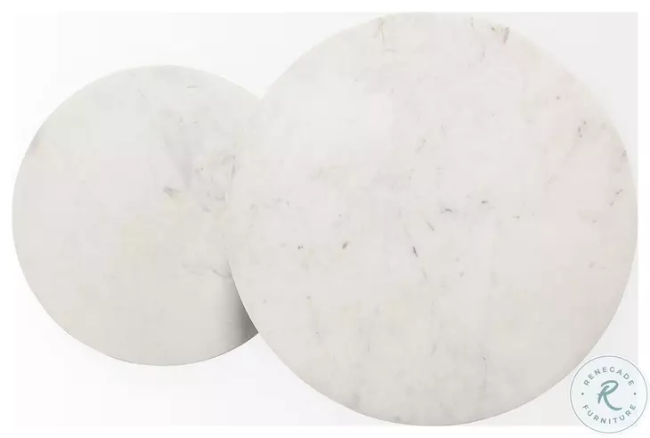 Bombola White Marble And Black Metal Large Accent Table