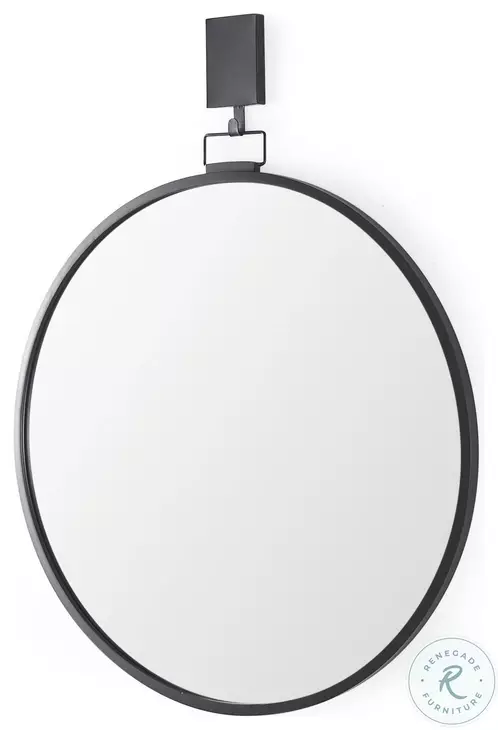 Grimm Gray Round Wall Mirror with Decorative Hook