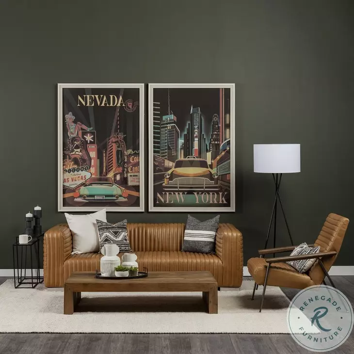 Grosjean Brown Leather Accent Chair