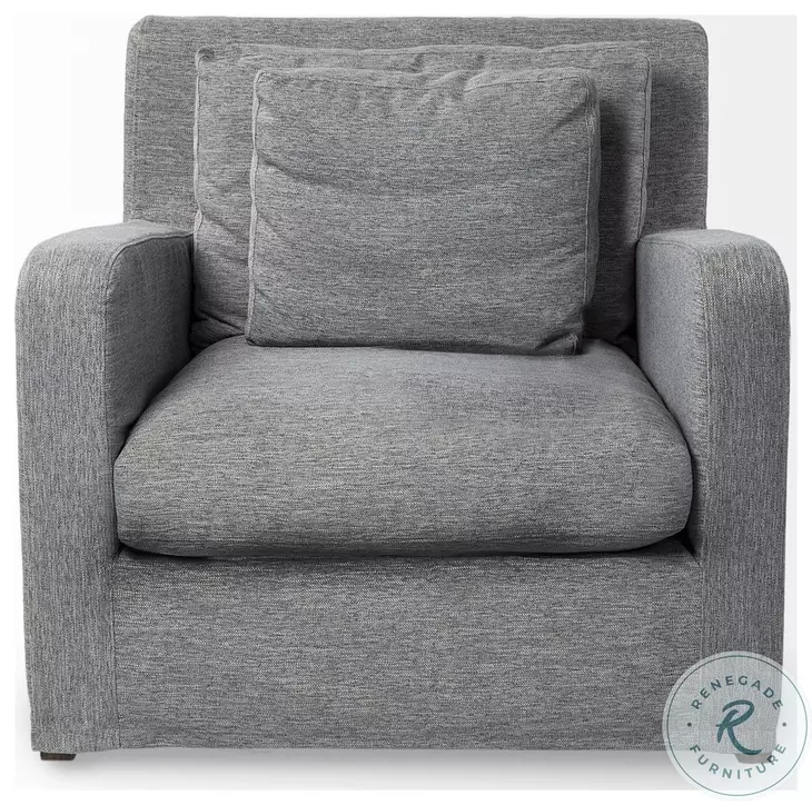 Denly Casterock Gray Slipcover Arm Chair