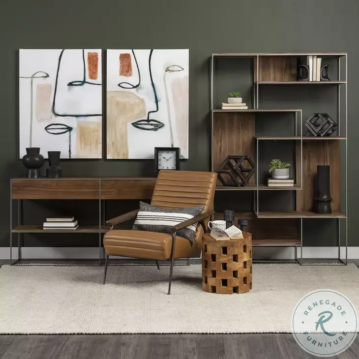 Grosjean Brown Leather Accent Chair