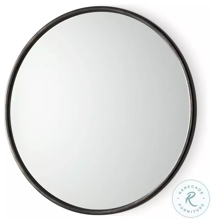 Piper Black Small Round Wall Mirror