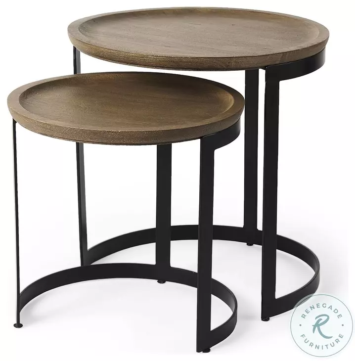 Aisley Brown And Black Round Nesting Side Table Set Of 2