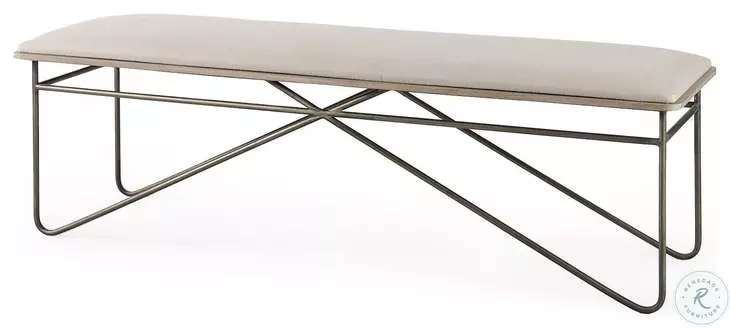 Camille Cream Fabric Bench