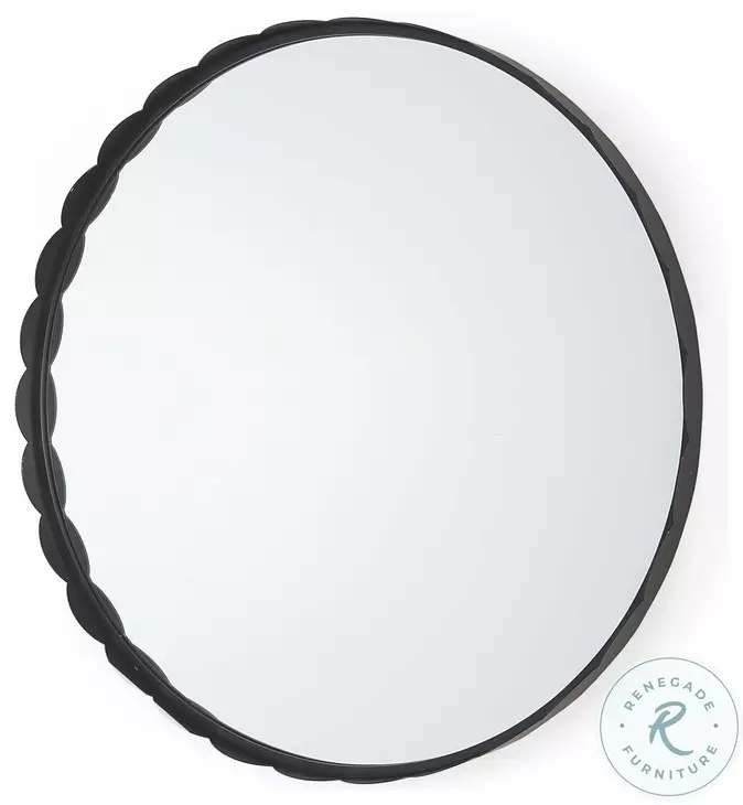 Adelaide Black Scallop Edge Round Mirror