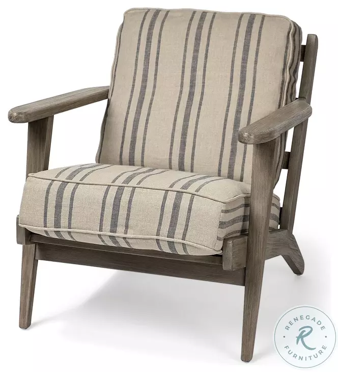 Olympus Brown Jute Striped Accent Chair