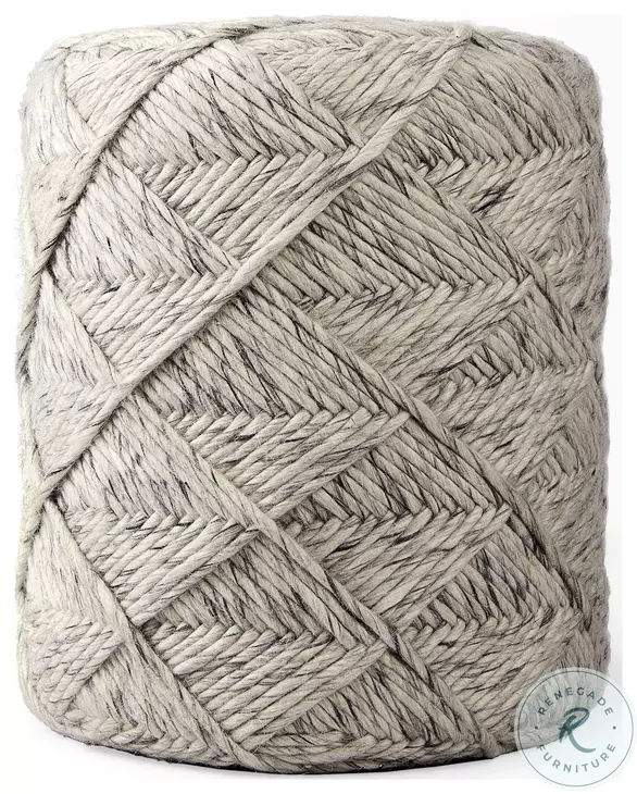 Esfera Beige Chevron Woven Round Pouf