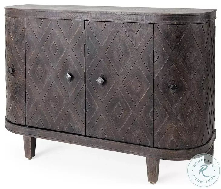 Lennon Dark Brown 4 Door Demilune Cabinet