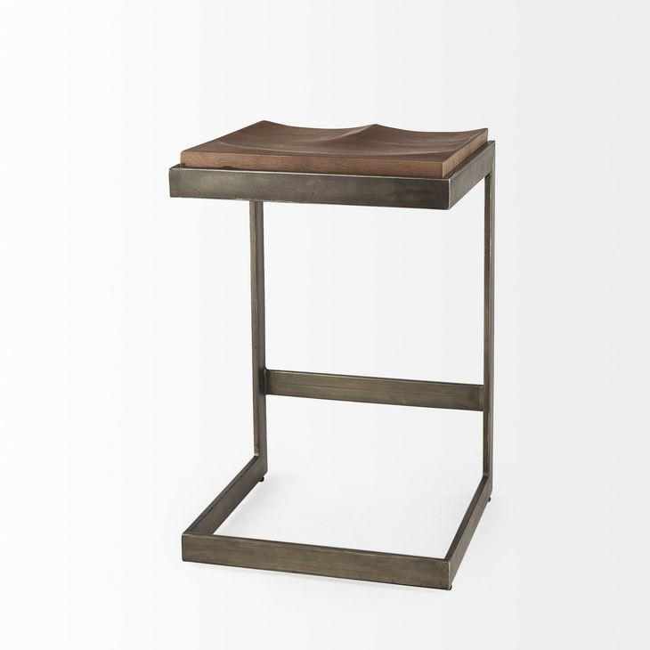 Kiran Brown and Gray Counter Height Stool