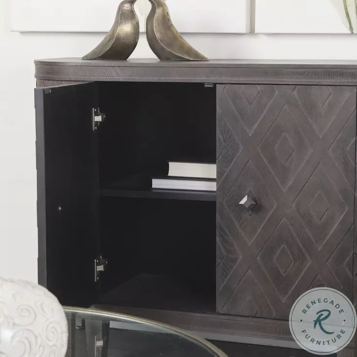 Lennon Dark Brown 4 Door Demilune Cabinet