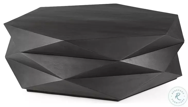 Arreto Black Hexagonal Hinged Storage Large Coffee Table