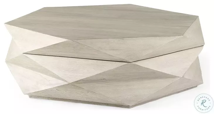Arreto White Hexagonal Hinged Storage Large Coffee Table