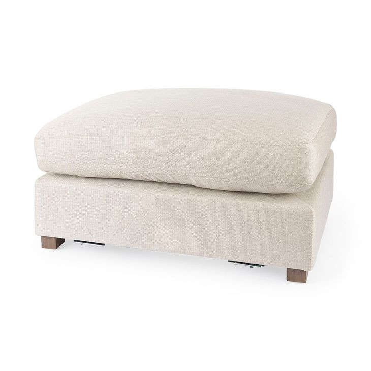 Valence Beige Performance Fabric Rectangular Ottoman