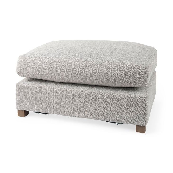 Valence Light Gray Performance Fabric Rectangular Ottoman