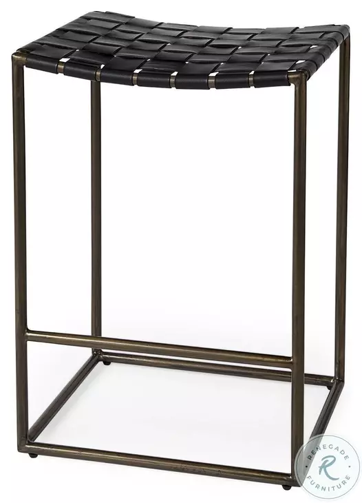 Clarissa Black Woven Leather Counter Height Stool