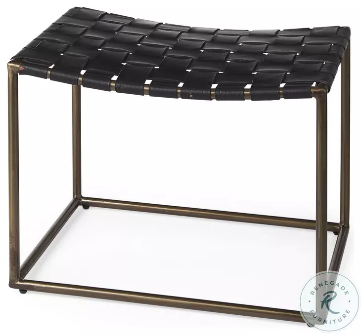 Clarissa Black Woven Leather Stool