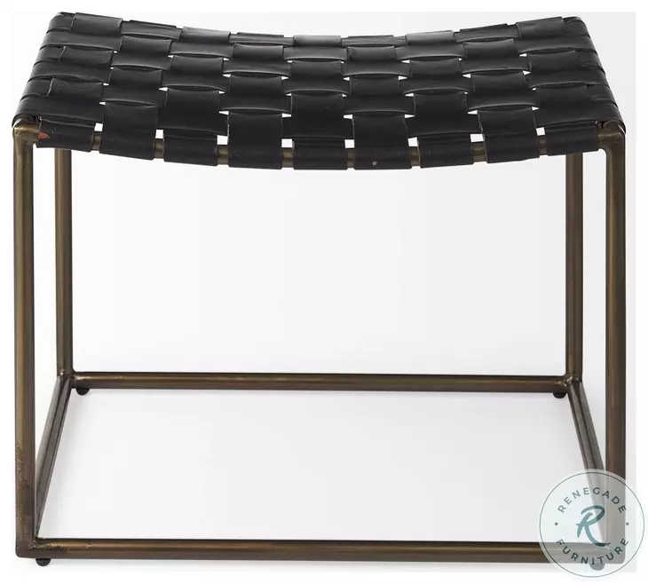 Clarissa Black Woven Leather Stool