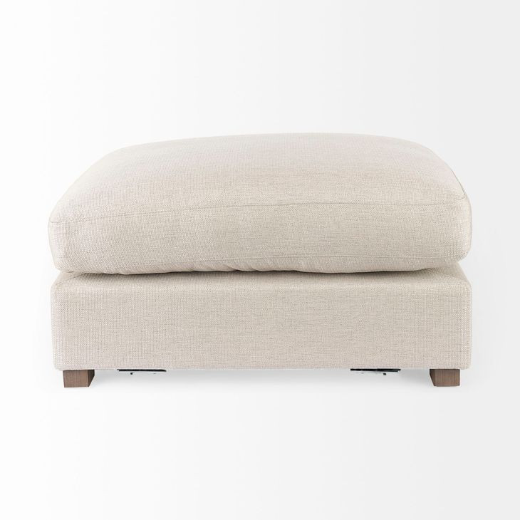 Valence Beige Performance Fabric Rectangular Ottoman