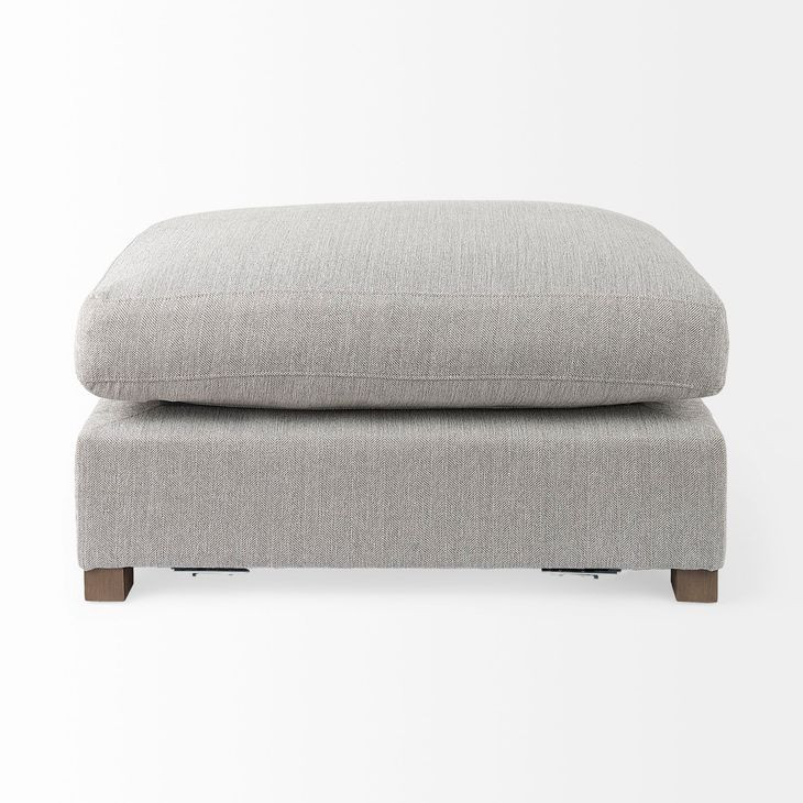 Valence Light Gray Performance Fabric Rectangular Ottoman