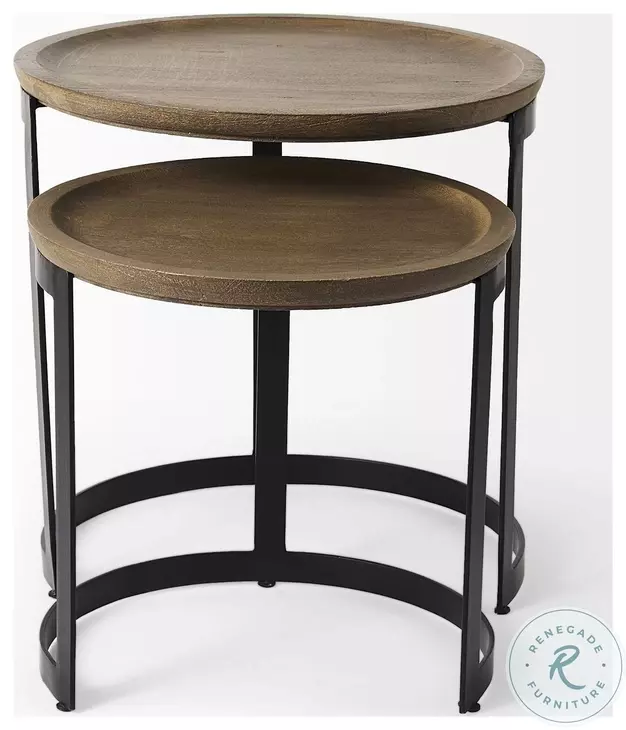 Aisley Brown And Black Round Nesting Side Table Set Of 2