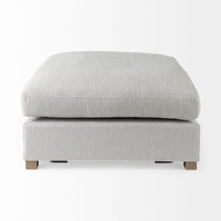 Valence Light Gray Performance Fabric Square Ottoman