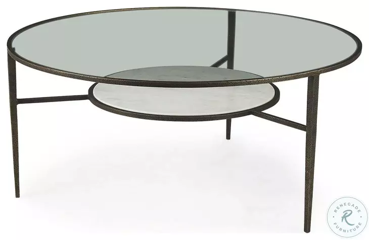 Felicity Glass Top And Antique Gold Iron Occasional Table Set
