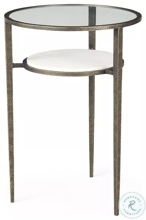 Felicity Glass Top And Antique Gold Iron Side Table