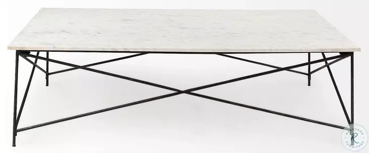 Lorlei White Marble And Gray Iron X-Shaped Coffee Table