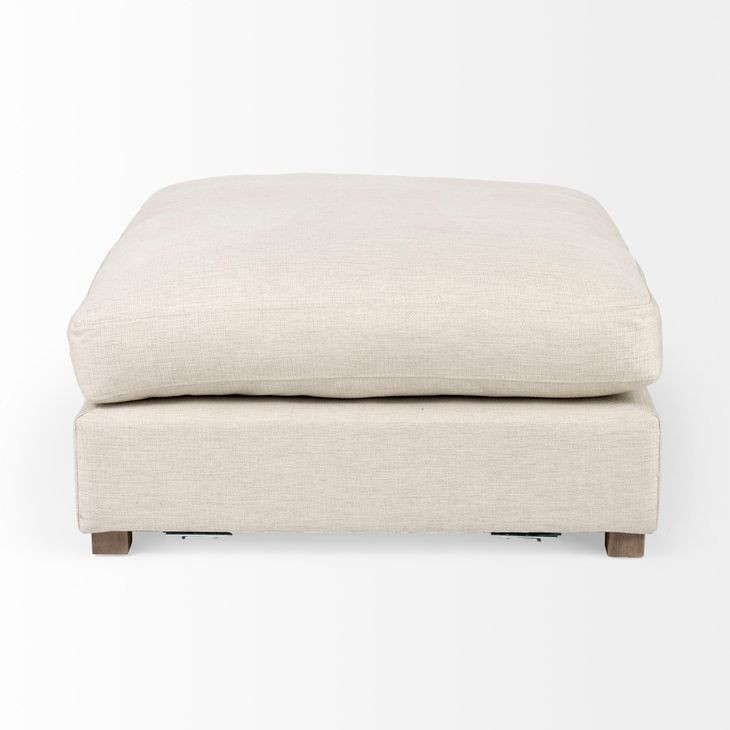 Valence Beige Performance Fabric Square Ottoman