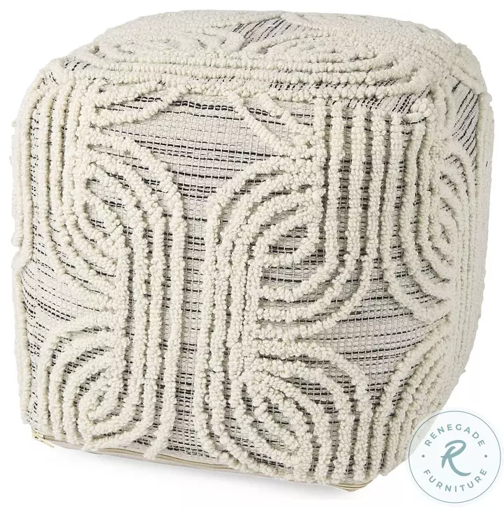 Amaya Cream Wool and Cotton Pouf