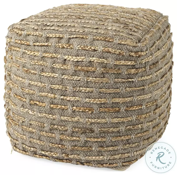 Binita Brown Hemp Wool and Cotton Pouf