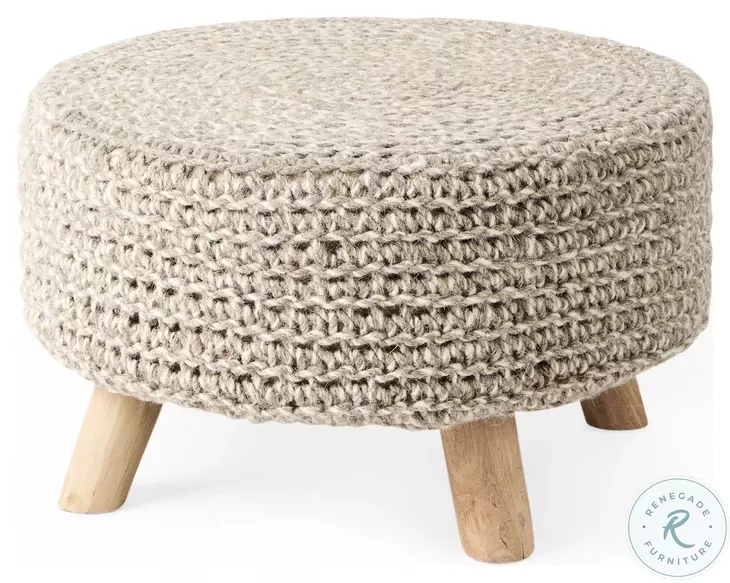 Bina Light Gray Wool Stool