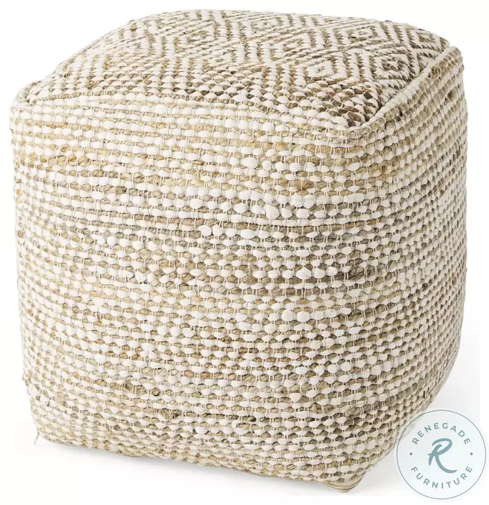 Ekani Beige Cotton Pouf