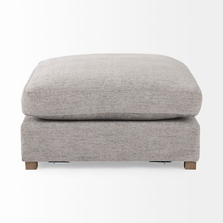 Valence Medium Gray Performance Fabric Square Ottoman
