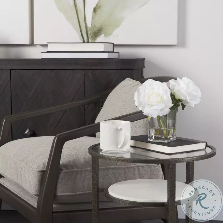 Felicity Glass Top And Antique Gold Iron Side Table