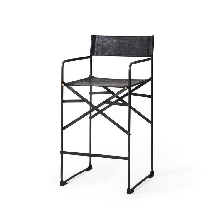 Direttore Black Upholstered Counter Height Stool