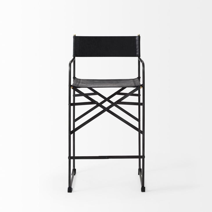 Direttore Black Upholstered Counter Height Stool